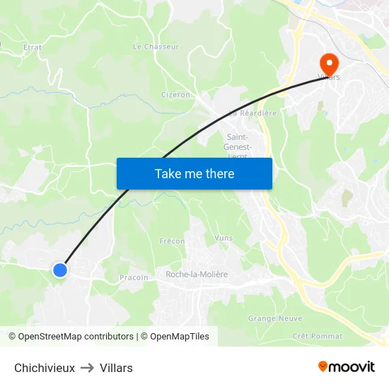 Chichivieux to Villars map