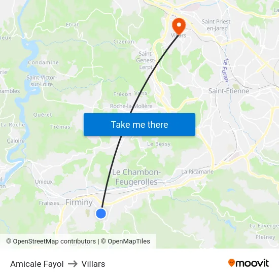 Amicale Fayol to Villars map