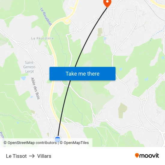 Le Tissot to Villars map