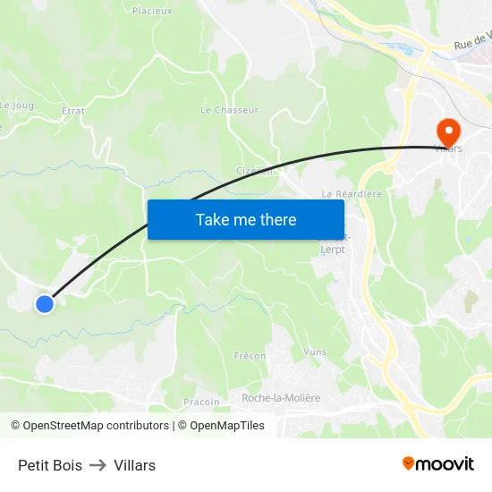 Petit Bois to Villars map
