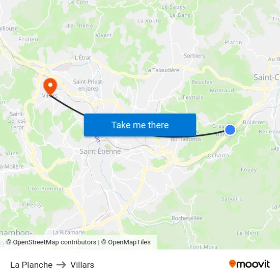 La Planche to Villars map