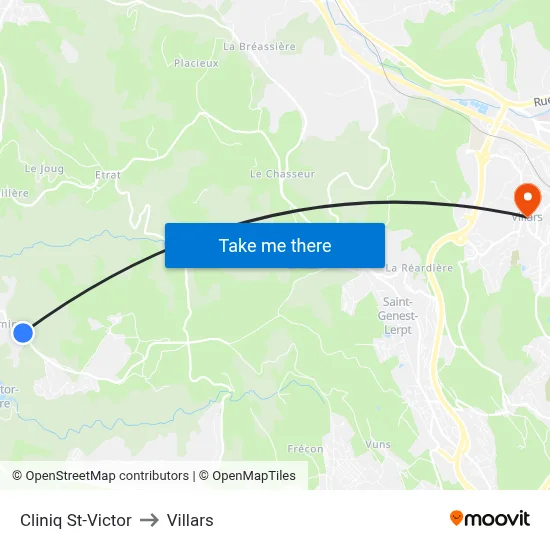 Cliniq St-Victor to Villars map