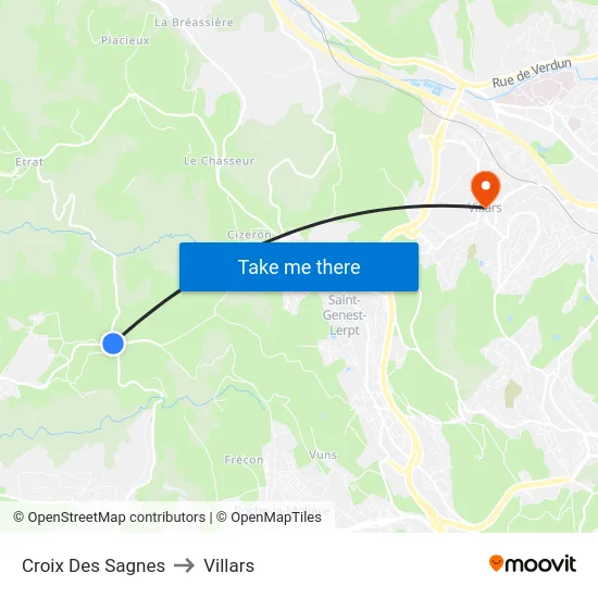 Croix Des Sagnes to Villars map