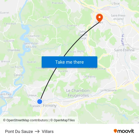 Pont Du Sauze to Villars map