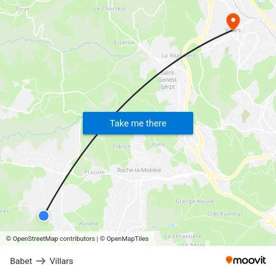 Babet to Villars map