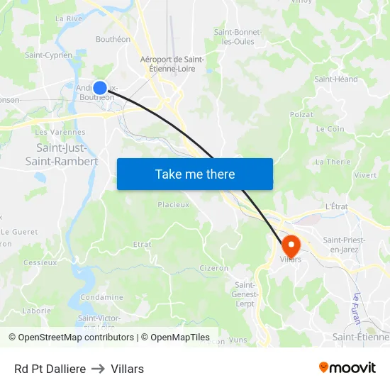 Rd Pt Dalliere to Villars map