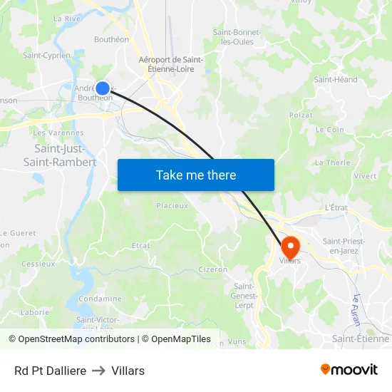 Rd Pt Dalliere to Villars map