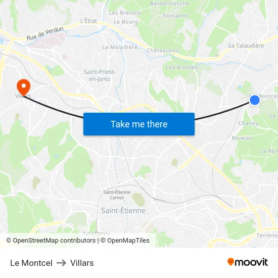 Le Montcel to Villars map