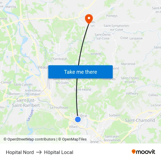 Hopital Nord to Hôpital Local map