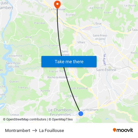 Montrambert to La Fouillouse map