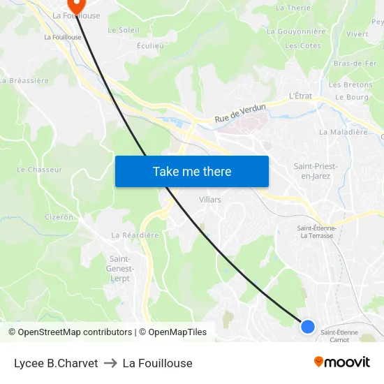 Lycee B.Charvet to La Fouillouse map