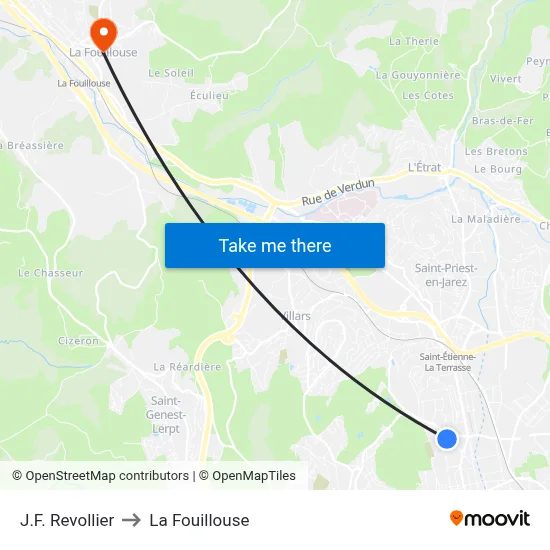 J.F. Revollier to La Fouillouse map