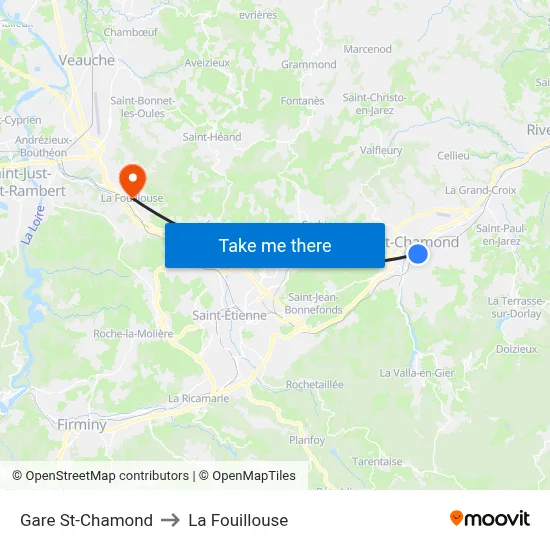 Gare St-Chamond to La Fouillouse map
