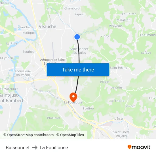 Buissonnet to La Fouillouse map