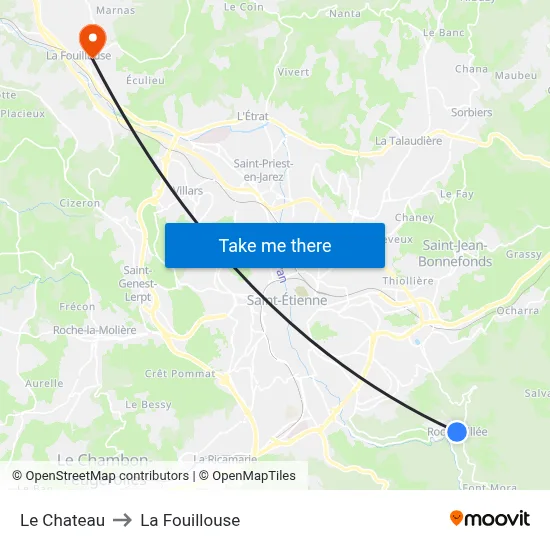 Le Chateau to La Fouillouse map