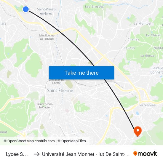 Lycee S. Weil to Université Jean Monnet - Iut De Saint-Etienne map