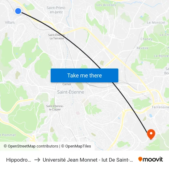 Hippodrome to Université Jean Monnet - Iut De Saint-Etienne map