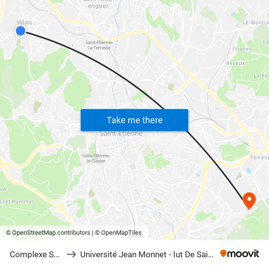 Complexe Sportif to Université Jean Monnet - Iut De Saint-Etienne map