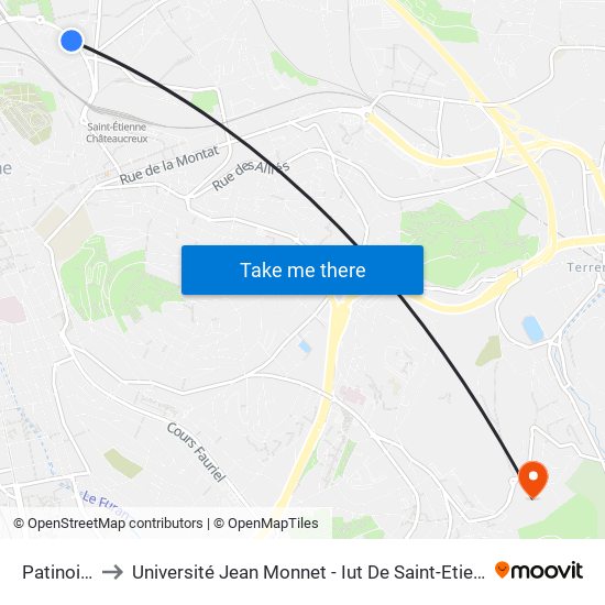 Patinoire to Université Jean Monnet - Iut De Saint-Etienne map