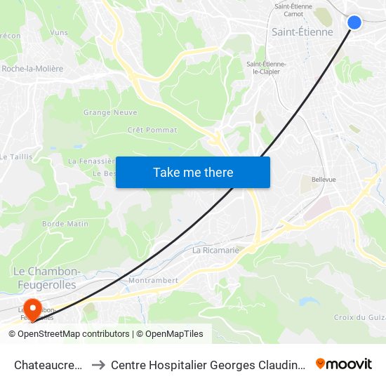 Chateaucreux to Centre Hospitalier Georges Claudinon map