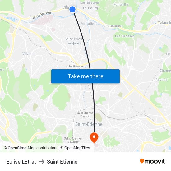 Eglise L'Etrat to Saint Étienne map