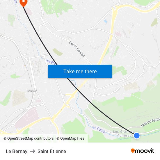 Le Bernay to Saint Étienne map