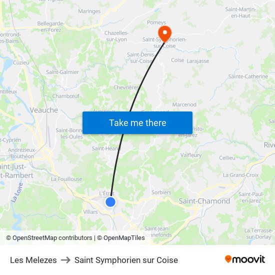 Les Melezes to Saint Symphorien sur Coise map