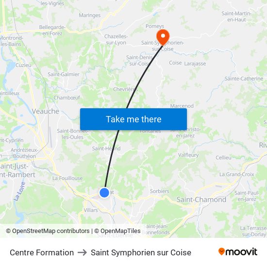 Centre Formation to Saint Symphorien sur Coise map