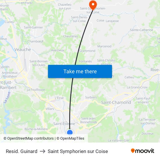 Resid. Guinard to Saint Symphorien sur Coise map