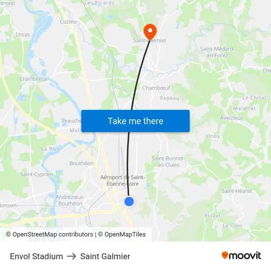 Envol Stadium to Saint Galmier map