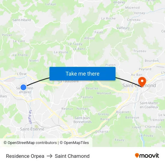 Residence Orpea to Saint Chamond map