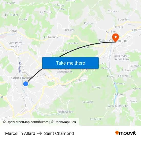 Marcellin Allard to Saint Chamond map