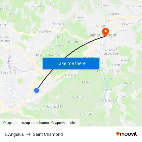L'Angelus to Saint Chamond map
