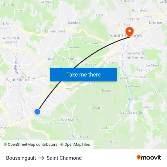 Boussingault to Saint Chamond map