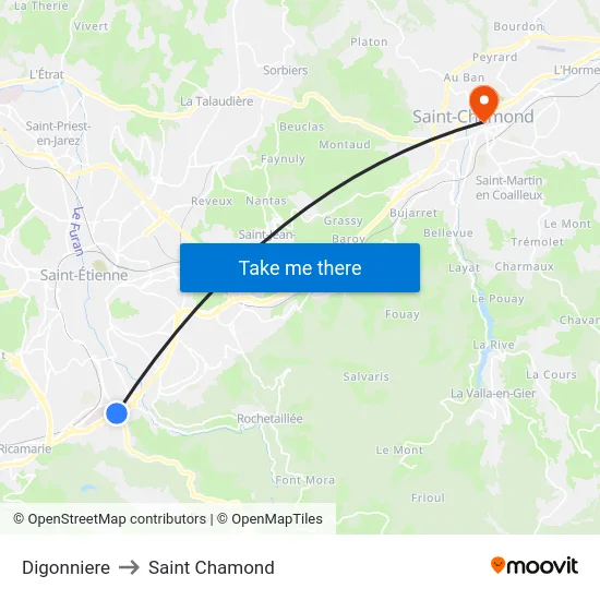 Digonniere to Saint Chamond map