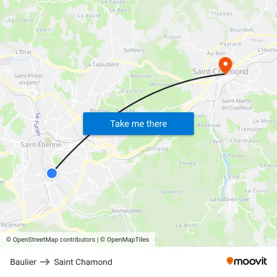 Baulier to Saint Chamond map