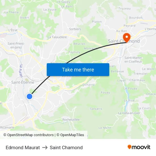 Edmond Maurat to Saint Chamond map