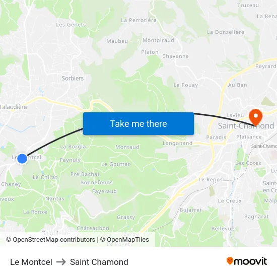 Le Montcel to Saint Chamond map