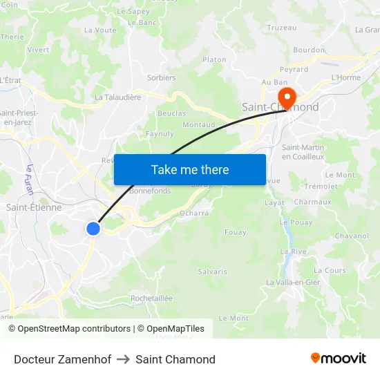 Docteur Zamenhof to Saint Chamond map