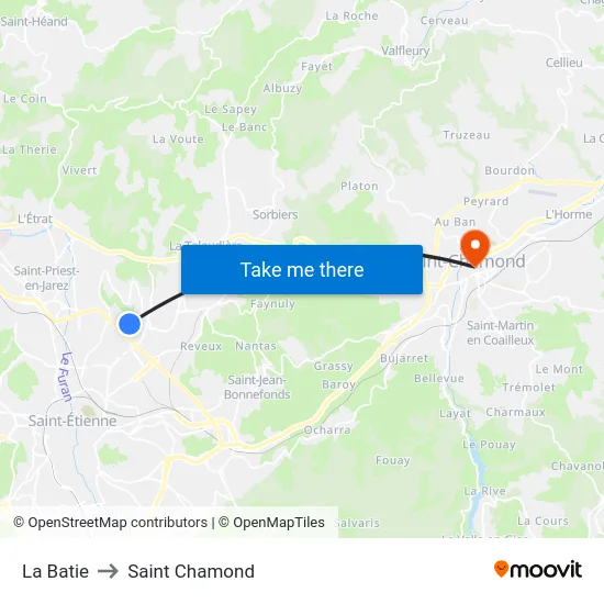 La Batie to Saint Chamond map