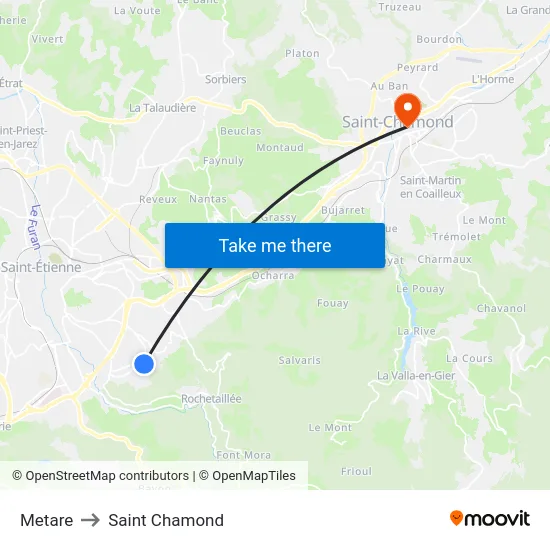 Metare to Saint Chamond map