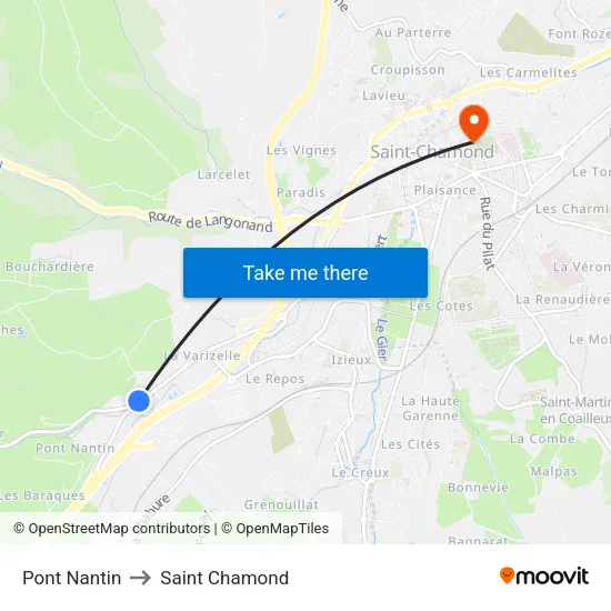 Pont Nantin to Saint Chamond map