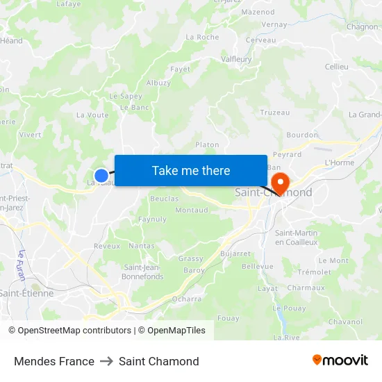 Mendes France to Saint Chamond map