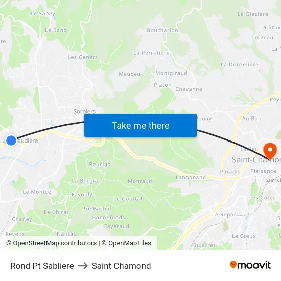 Rond Pt Sabliere to Saint Chamond map