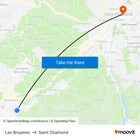 Les Bruyeres to Saint Chamond map