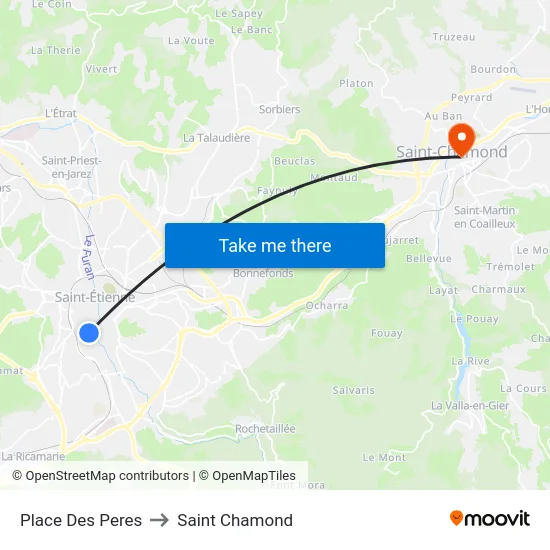 Place Des Peres to Saint Chamond map
