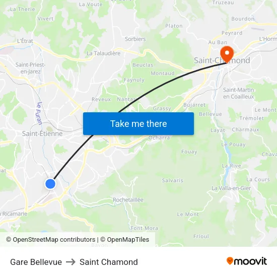 Gare Bellevue to Saint Chamond map