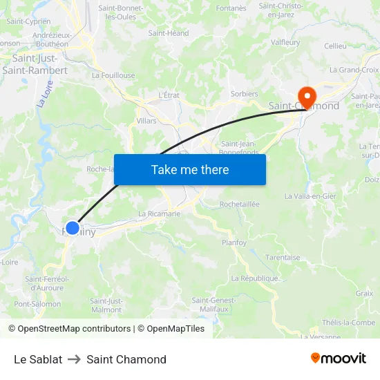 Le Sablat to Saint Chamond map