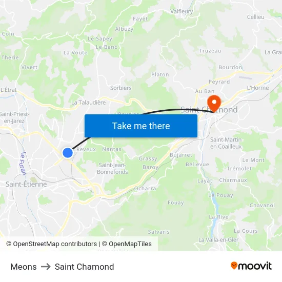 Meons to Saint Chamond map