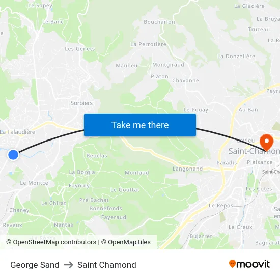 George Sand to Saint Chamond map